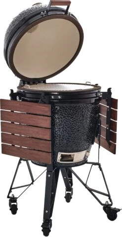 The Bastard Keramikgrill Classic Large - Complete - Schwarz Glänzend - Modell 2023 -Küchengrill Angebote Bastard Grill Large Complete Deckel Seitentische BC201