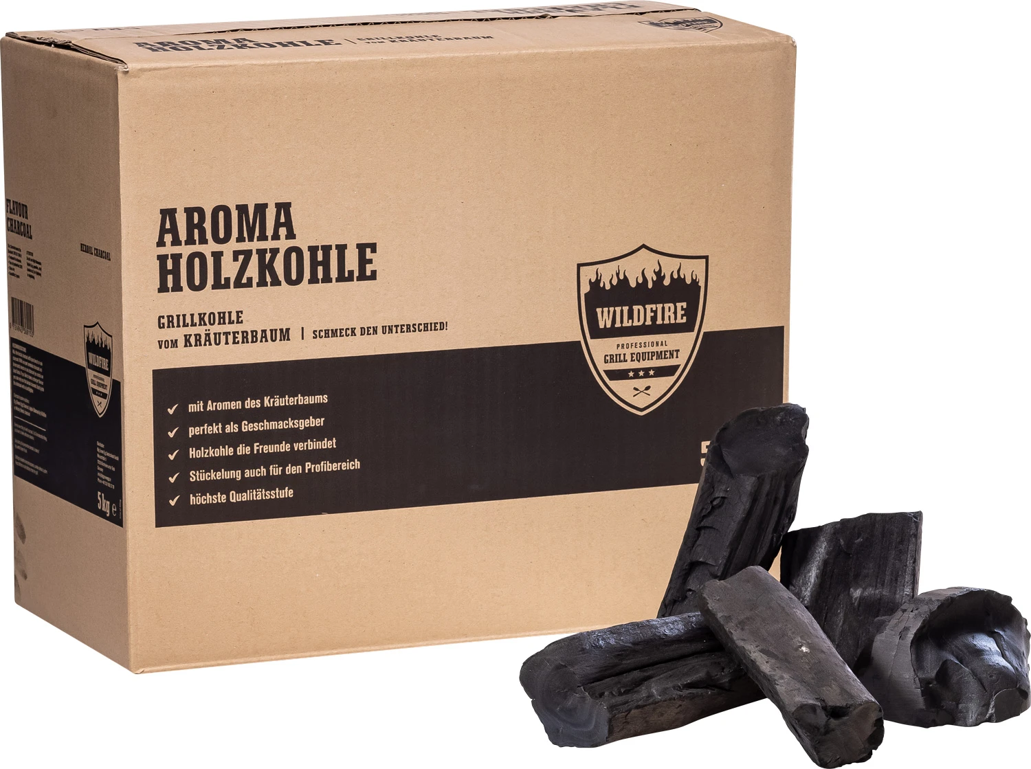 Big Green Egg Holzkohle Wildfire 5 Kg Karton - Kräuterbaum 1 Big Green Egg Holzkohle Wildfire 5 Kg Karton - Kräuterbaum