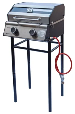 Grillfürst G201E 2-Brenner Gasgrill Portabel V2 - Campinggrill / Balkongrill 50mbar - Inkl. Untergestell -Küchengrill Angebote Grillfuerst Untergestell G201