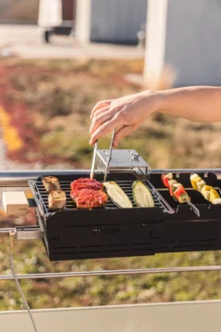 Knister Gasgrill - Ausziehbarer Kompaktgrill -Küchengrill Angebote Knister Gasgrill Fleisch Grillrost Spiesse
