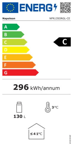 Napoleon Outdoor - Kühlschrank, 135 Liter, Rechtsdrehende Tür Mit Doppelverglasung Und LED Beleuchtung - Wasserdicht Nach IP24 -Küchengrill Angebote Napoleon Kuehlschrank Energieeffizienz