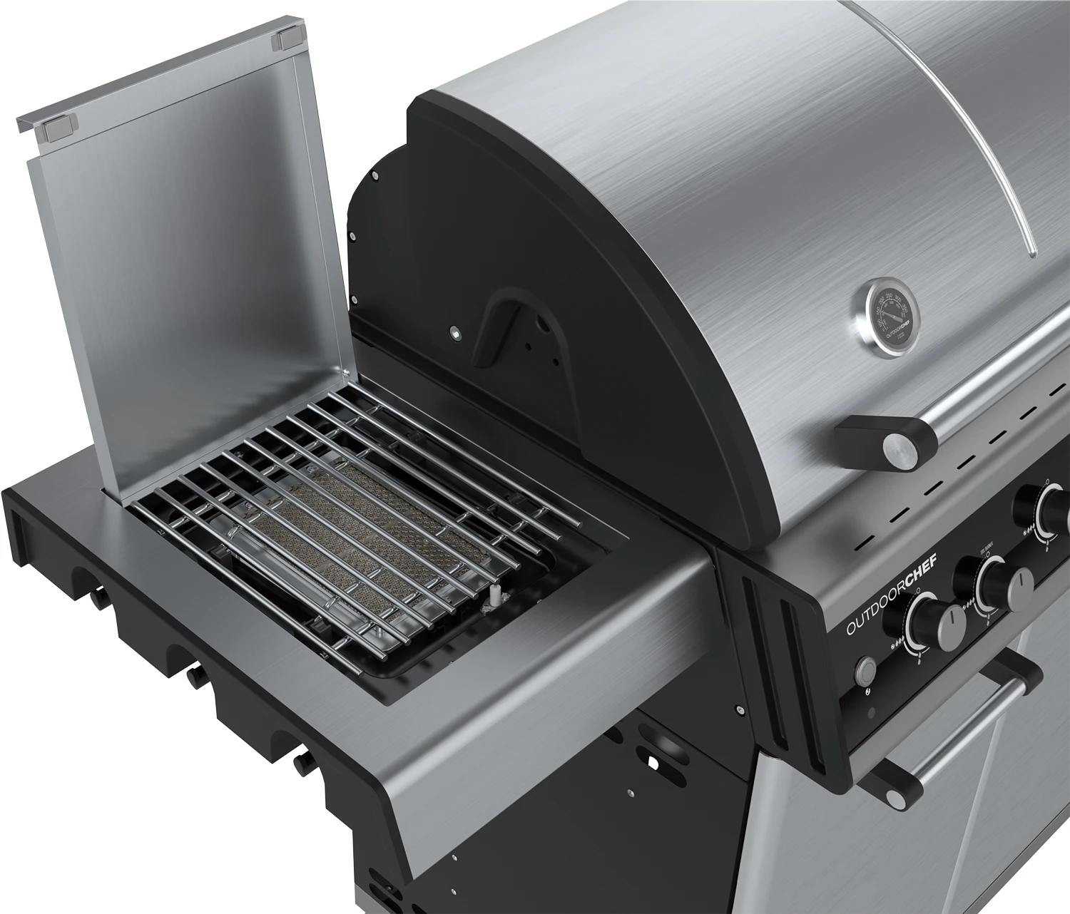 Outdoorchef Dualchef S 425 G Edelstahl Gasgrill Mit Seitenkocher + BLAZING ZONE Infrarotbrenner 12 Outdoorchef Dualchef S 425 G Edelstahl Gasgrill Mit Seitenkocher + BLAZING ZONE Infrarotbrenner – Bild 12