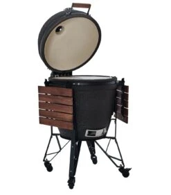 The Bastard Keramikgrill Urban XL - Complete - Schwarz Matt - Modell 2023 -Küchengrill Angebote The Bastard XL Urban Keramikgrill BU210 offen Seitentische abgeklappt